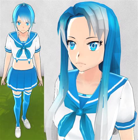 Yandere Sim Skin Blue And White Crop Top By Televicat On Deviantart