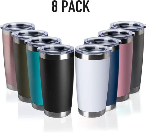Tdyddyu 8 Pack 20 Oz Double Wall Stainless Steel Vacuum Insulated