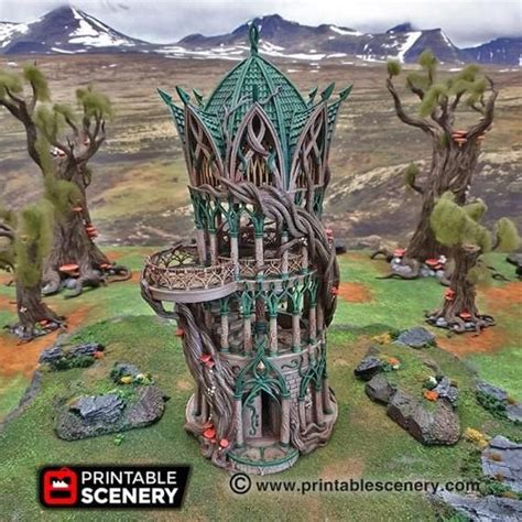 Dnd Terrain Elven Tower Aeternus Dnd Dandd 28mm Miniature Etsy Elven