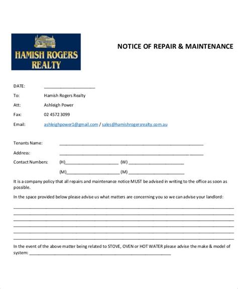 11 Maintenance Notice Templates Free Sample Example Format Download
