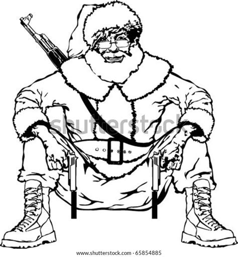Black White Gangsta Santa Vector Drawing Stock Vector Royalty Free