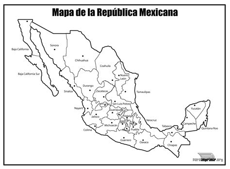 Mapa De La Republica Mexicana Con Nombres Para Imprimir