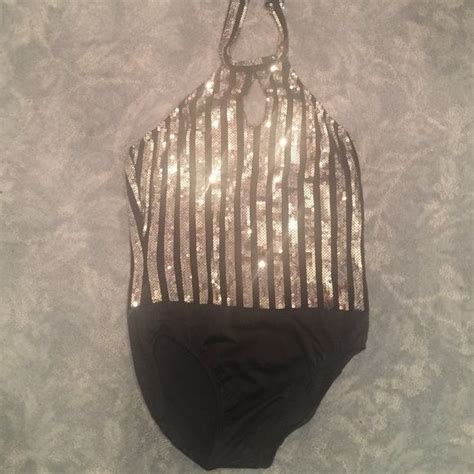 Silverblack Sequin Halter Bodysuit Black Sequins Halter Bodysuit