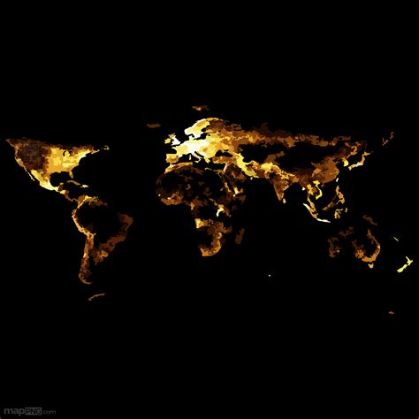 World Map Night Lights Black