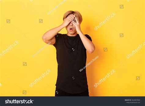 Portrait Embarrassed Asian Guy Blond Hair Foto Stok 1826007800 Shutterstock