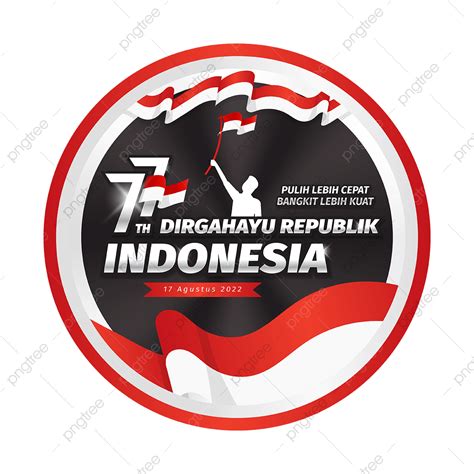 원형 프레임이 있는 인도네시아 공화국 로고 77주년 인도네시아 공화국 기념일 디르 가하 유 Republik 인도네시아 헛