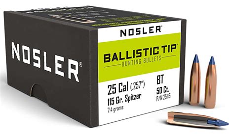 Nosler 25115 Ballistic Tip Hunting 25 Caliber 257 115 Gr Spitzer Point