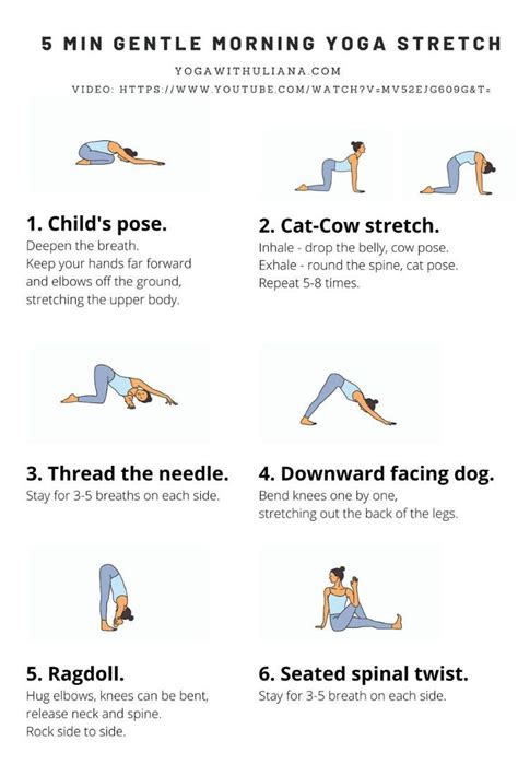 5 Min Gentle Morning Yoga Stretch Free Pdf Printable Full Body Yoga Stretch Morning Yoga