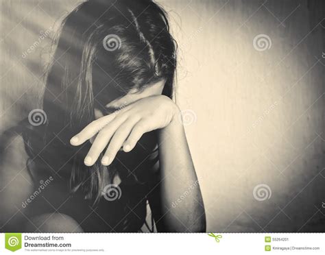 Lonely Girl Crying With A Hand Covering Her Face Stock Image Image Of