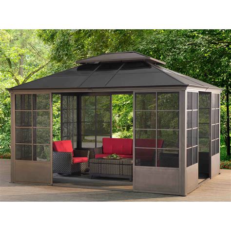 Sunjoy 9 Ft W X 14 Ft D Metal Permanent Gazebo Wayfairca