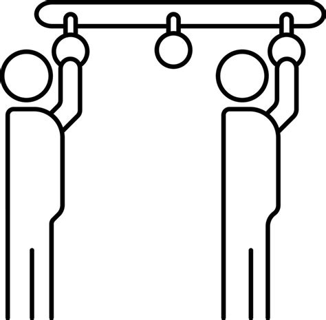 Line Art People Holding Hanger In Public Transport Vehicle Icon For