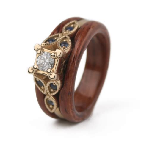 Rosewood Capped Engagement Ring By Simply Wood Rings