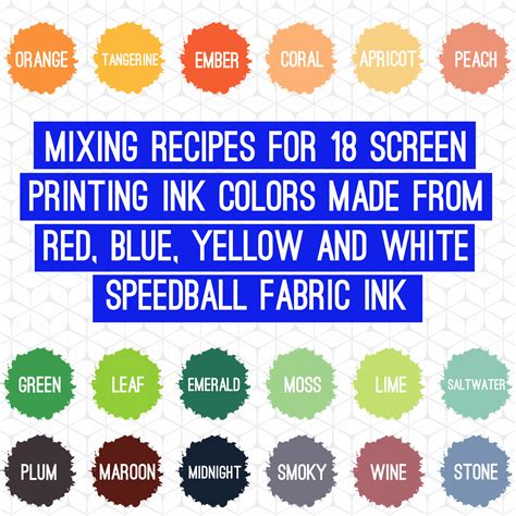 Ink Recipe Guide Primary Colors Pigskins And Pigtails