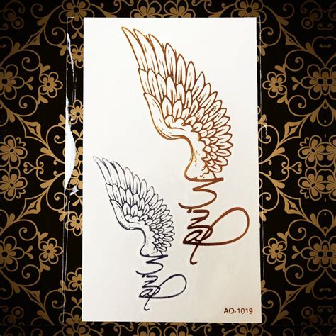 Golden Angel Wings Waterproof Temporary Tattoo Stickers Fake Flash