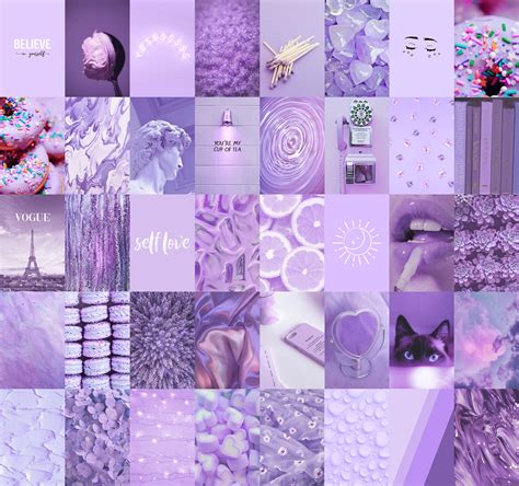 Witibo Collage Kit For Wall Aesthetic 60 Pictures Pastel Purple Dorm