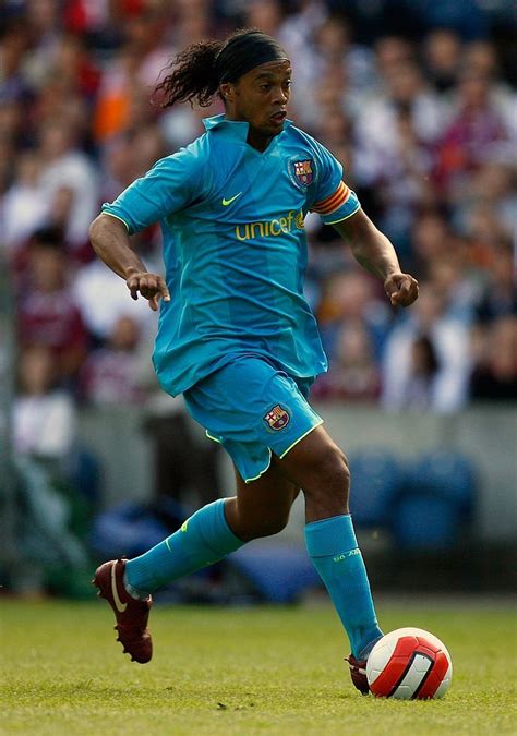 Ronaldinho Of Barcelona In Action During Their Friendly Match Between