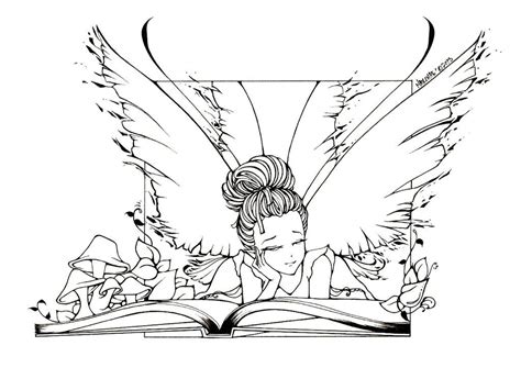A Good Book Line Art By Uglitry On Deviantart Fairy Coloring Pages