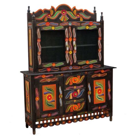 Folk Art Hand Painted Cabinet From A Unique Collection Of Antique And