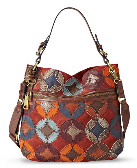 Fossil Handbag Leather Patchwork Macys Bags Purses Handbag