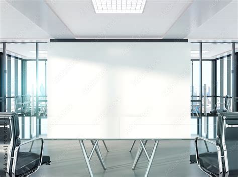 Conference Room In Modern Office Mockup 3d Rendering Stock Illustration