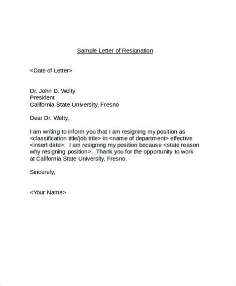 Help Writing A Resignation Letter College Paper Example