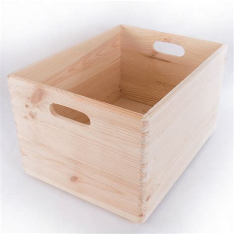 Large Wooden Stackable Storage Crate With Handles Toy Keepsake Box