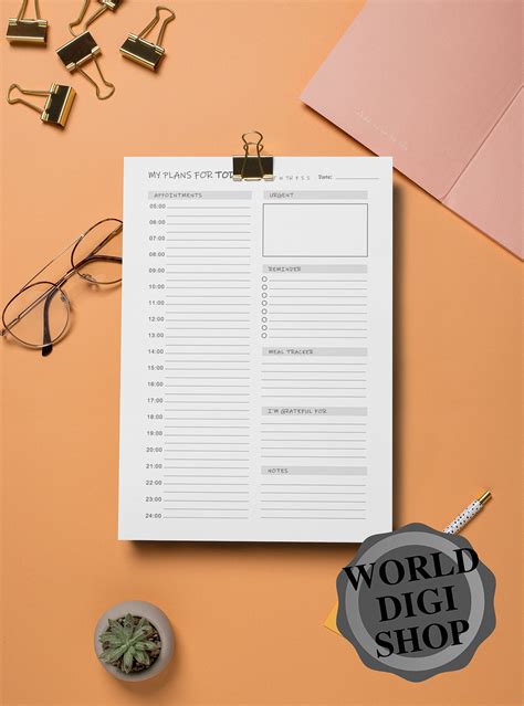 My Plans For Today Planner Printable Full Editable Template Etsy