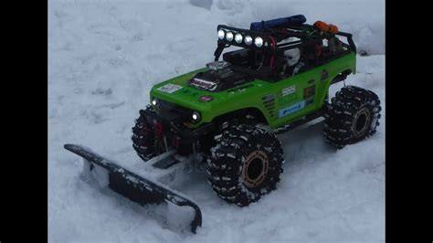 Scx10 New Home Made Snow Plow Maiden Run Youtube