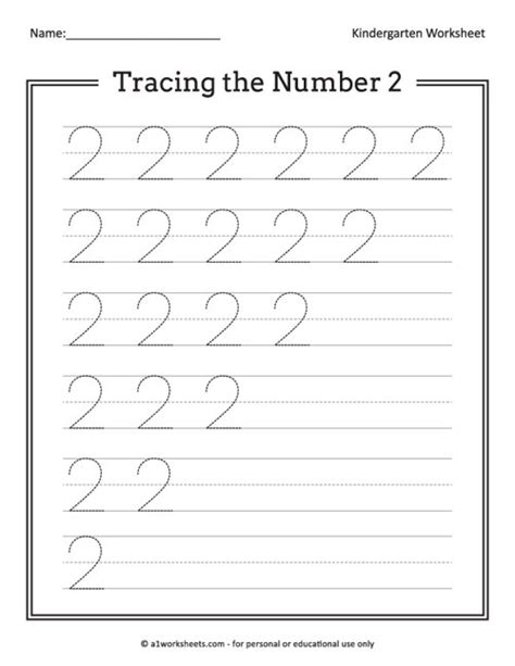 Tracing The Number 2 Worksheets