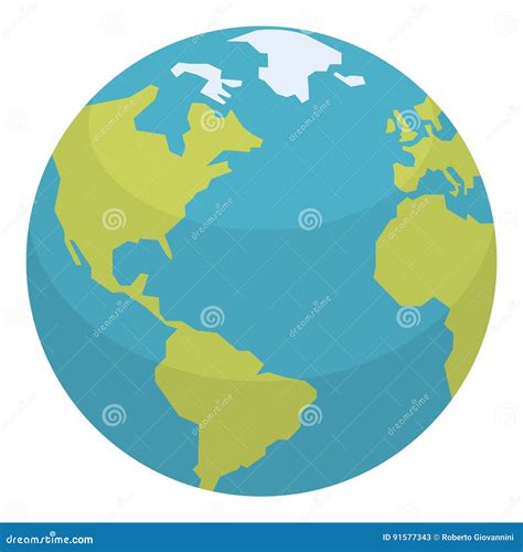Planet Earth Flat Icon Isolated On White Stock Vector Illustration Of