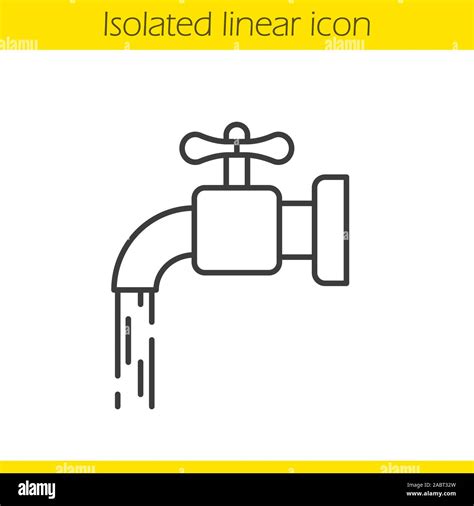 Running Tap Water Linear Icon Thin Line Illustration Open Faucet Contour Symbol Vector