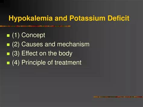Ppt Hypokalemia And Potassium Deficit Powerpoint Presentation Free