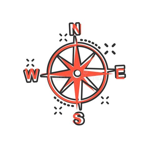 Global Navigation Icon In Comic Style Compass Gps Vector Cartoon