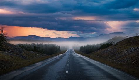 Nature Photography Landscape Road Sunset Mountains