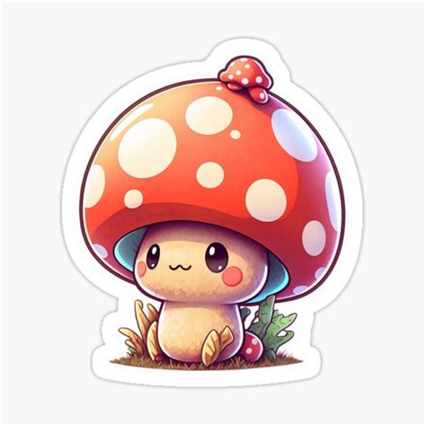 Cute Chibi Mushroom Toadstool Sticker By Marcgugdesigns Redbubble