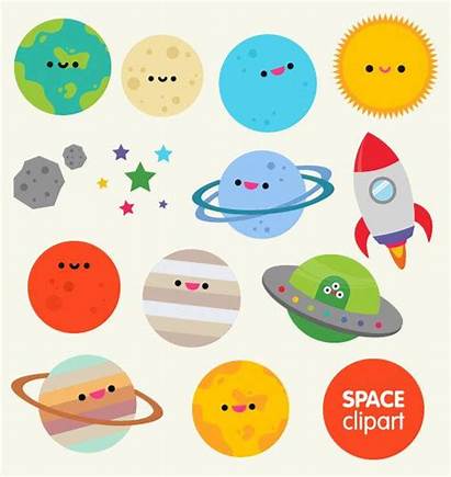 Space Clipart Planets Planet Cartoon Clip Kawaii