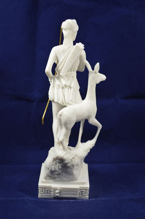 Artemis Sculpture With Deer Statue Ancient Greek Goddess Of Etsy