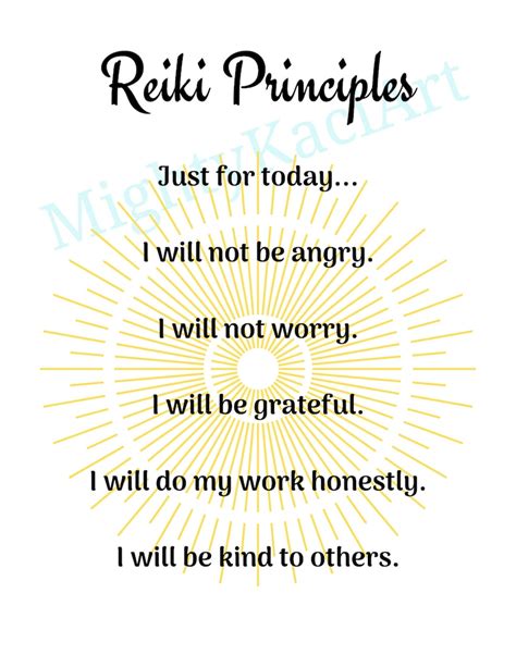 Reiki Principles Printable Reiki Art Etsy