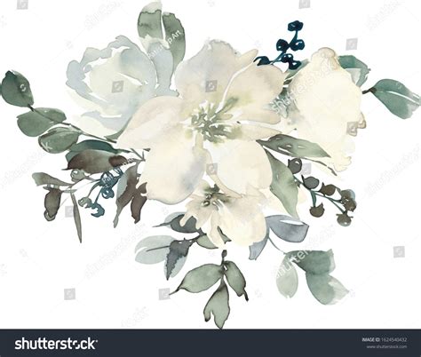 White Nude Pastel Colors Watercolor Floral Stock Illustration Shutterstock