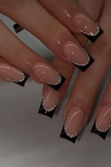 Black Nails With Glitter Artofit