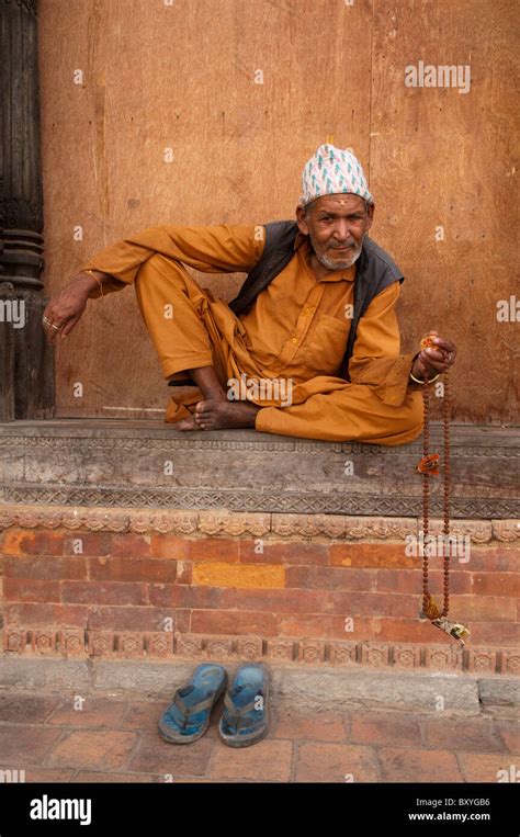 Portrait Of Old Nepali Man In Kathmandu Stock Photo Alamy