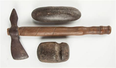 Native American Axe Stone Axe And Grinding Stone Cottone Auctions