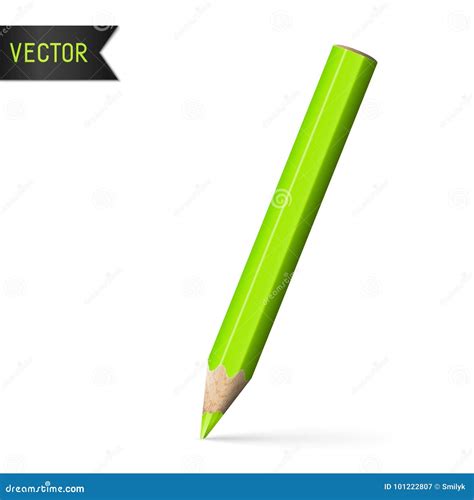 Realistic Isolated Light Green Pencil Stock Vector Illustration Of