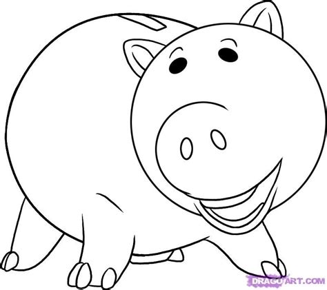 how to draw hamm step 6 | Toy story coloring pages, Toy story drawing