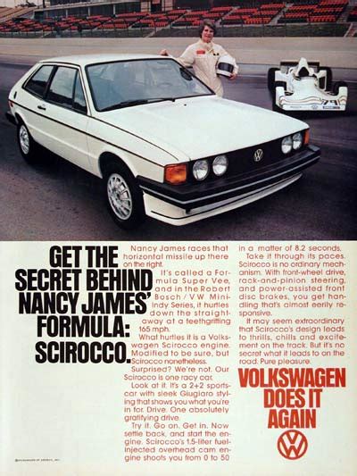 1978 volkswagen scirocco ~ nancy james classic vintage print ad