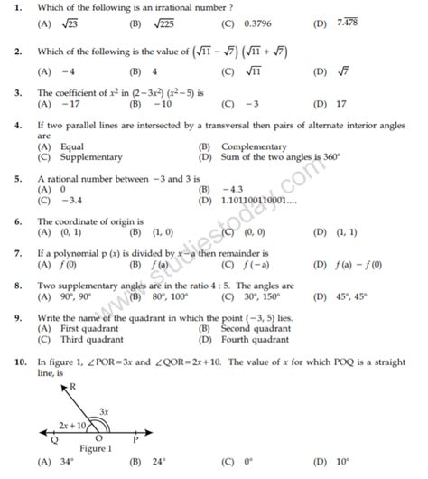 Cbse Class 9 Mathematics Question Paper Set D Gambaran