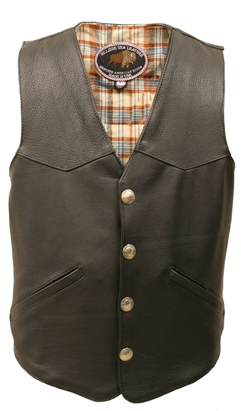Mens Western Style American Bison Leather Vest