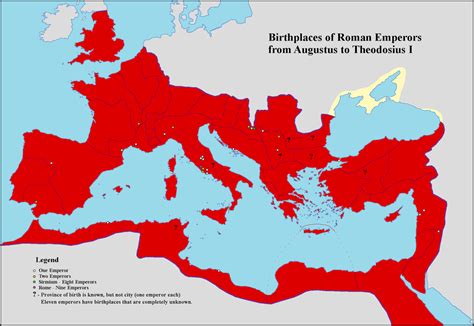 Birthplaces Of Roman Emperors From Augustus To Theodosius I Vivid Maps