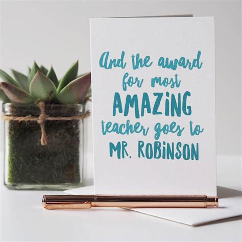 The following sample thank you notes for teachers work for students and parents alike. amazing teacher award thank you card by sweetlove press ...
