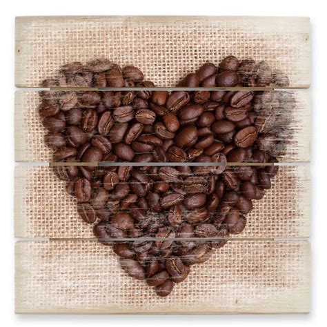 Tableau sur bois - I love Coffee | wall-art.fr